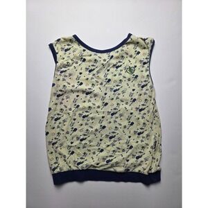 Vintage SOUNDGIRL Rock Music Pattern Tank Top Size M Yellow Blue Design